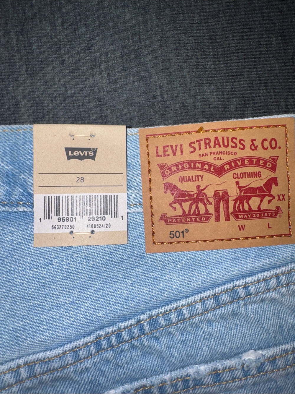 Levi's Light Blue Distressed 501 Button-Fly Jean Shorts - Picture 5 of 5